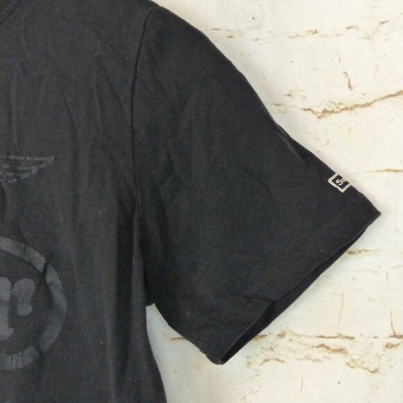 Superdry Black Label T-Shirt Women US 6 Black Out Graphic Logo Short Sleeve Moto - Picture 9 of 16